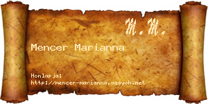 Mencer Marianna névjegykártya